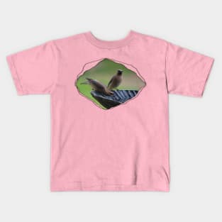 Cedar Waxwing through Torn Cloth Kids T-Shirt